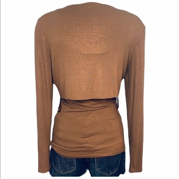 EUC INC Cardigan Set Brown Sequins Trim Petite Small - Picture 4 of 7